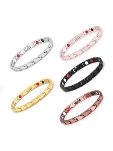 Fashionable Women's Handmade Electroplated Red Copper Bracelet, Men's Detachable Zinc Alloy Magnet Bracelet, Fashionable Bangle