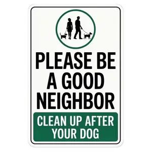 Dog Poop Cleanup Tin Sign Vintage Neighbor Dog Rules Metal Sign for Garden & Yard Bar, Porch, Garage Home Decor 8 X 12 In, Easy to Hang Style Gift Print