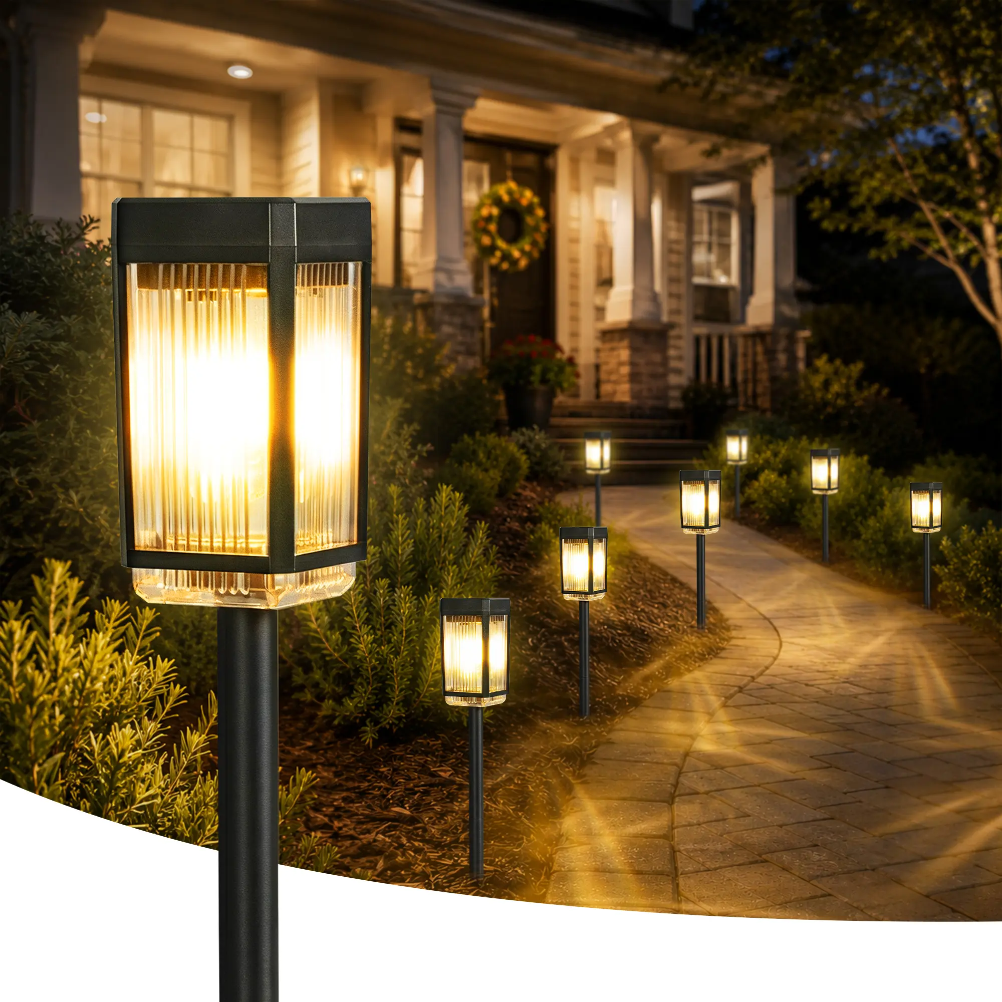 Solar Garden Lights, Bright Outdoor Pathway Lights, IP65 Waterproof Auto On/Off, Long Lasting Lighting for Yard Walkway Driveway Lawn