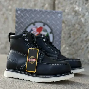 650 Black Patron Boots Moc Toe Wedge Sole