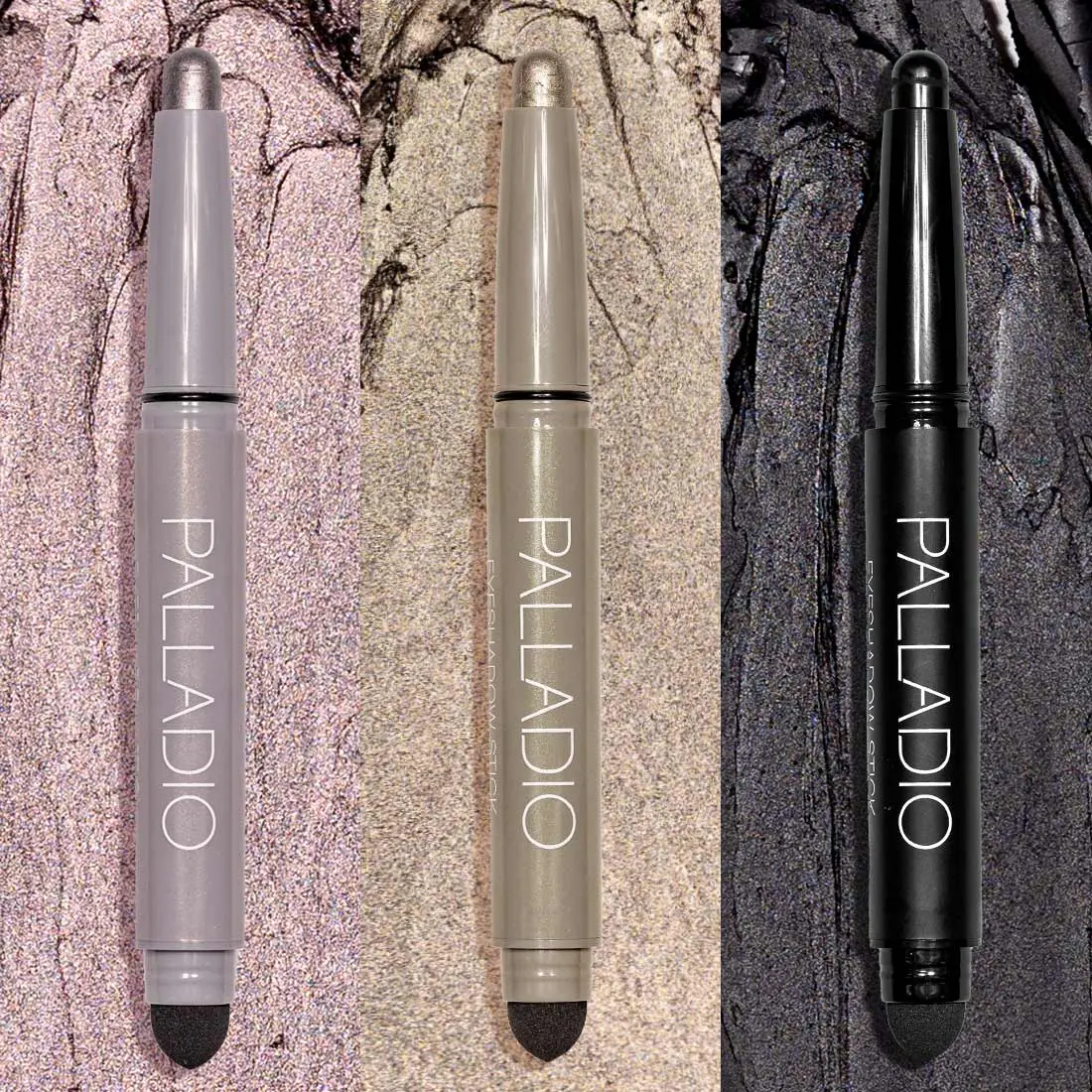 Palladio Mauve Moonbeam Eyeshadow Stick Trio - Waterproof, Contour, Shimmer, Smooth Finish in Multiple Colors