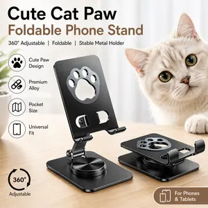 360° Rotating Phone Stand, All-Metal Adjustable Desk Holder with 720° Angle, Anti-Slip Stable Stand for iPhone & Android, Perfect for TikTok, Live Streaming & Gaming