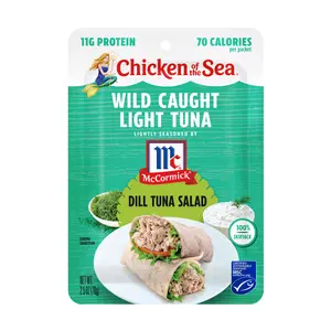 Chicken of the Sea Wild Caught Light Tuna, 2.5 oz. Packets (Pack of 4), Lightly Seasoned Dill Tuna Salad
