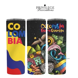 Colombia 20 oz Tumbler - Double Wall Vacuum Insulated with Straw, Hydro Sport, Leak Proof & BPA Free Cover - Bottle Drinkware Flasks