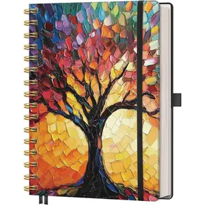 Spiral Journal Notebook, 160 Lined Pages, A5 Medium Size (5.7'' x 8.3''), for Men & Women, Journaling, Writing, Work & Office, Hardcover, 100 GSM Thick Paper (Colourful Tree)