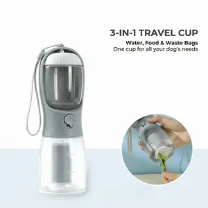 3-in-1 Portable Dog Water Bottle | Leakproof Pet Water Dispenser with Food Storage & Waste Bag Holder for Outdoor Walks Hiking Travel