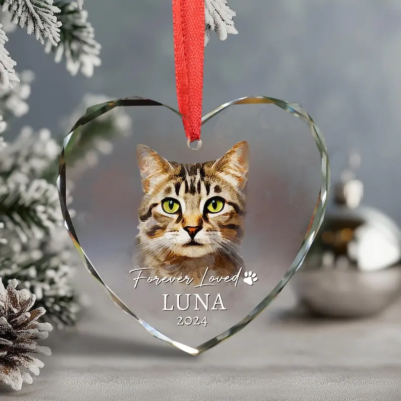 Personalized Cat Memorial Ornament With Photo, A Meaningful Christmas Pet Loss Keepsake To Bring Comfort, Remembrance, And Honor To Your Beloved Cat.