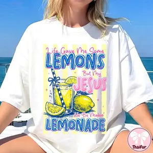 Life Gave Me Lemons But My Jesus Makes Lemonade PNG, Funny Christian Quote Design, Faith Humor Sublimation File, Trendy Religious