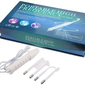 US standard plug, multifunctional 4-in-1 facial care device high-frequency facial stick, portable high-frequency facial stick and 4 glass accessories, suitable for women's facial, head, and neck care massagers
