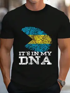 100% Cotton It's In My DNA Bahamian Gifts Fingerprint Proud Bahamas Flag T-Shirt Women's Men's Graphic Tee Crew Neck summer vacation Tops