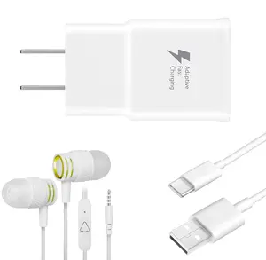 Adaptive Fast Charging Wall Charger Adapter for Samsung Galaxy S8 S10 S9 Plus EP-TA20JWE Bundled with UrbanX Type C Cable Cord - 6ft and OTG Adapter - Fast Charging Kit - 3 Items - White