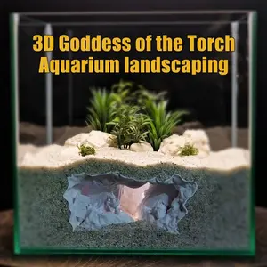 3D Torch Goddess Tunnel Aquarium Fish Hole, Dual-Channel Gravel Cave, Tropical Fish Shelter, Lizard Observation Tunnel, Perfect Gift