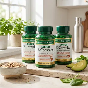 Nature’s Bounty Super B Complex Supplement with Vitamin C and Folic Acid for Energy and Immune Support, Cellular Energy Formula, High Potency B Vitamins Made in USA