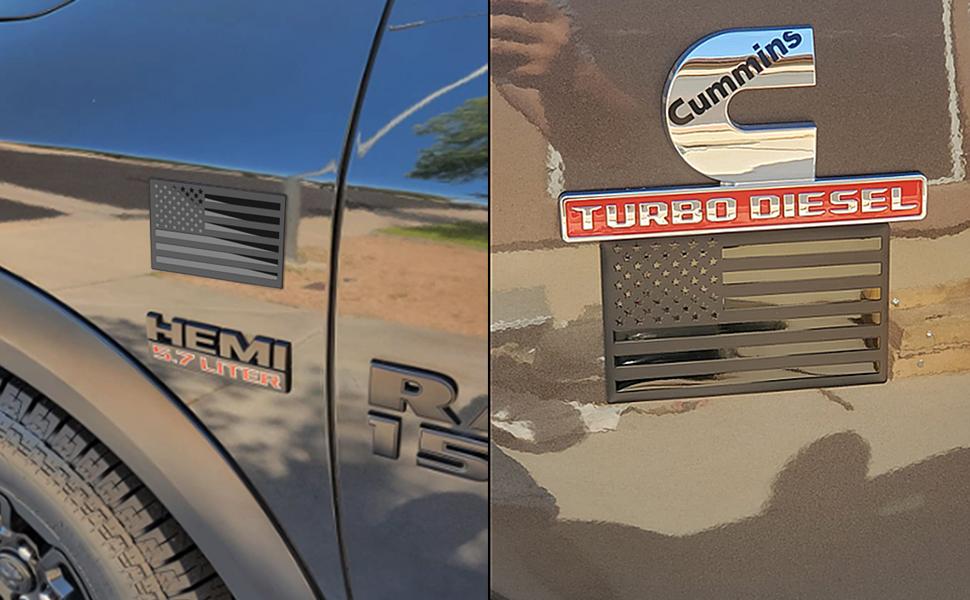 Embossed 3D Metal All Black American Flag Emblem Decal Stickers (5Pack), Matte Black 5" x 3" Patriotic USA US Flag Car Decals Bumper Stickers for Truck, Window, Motorcycle, Support US Military