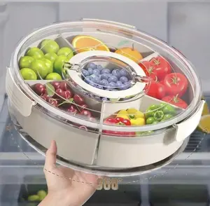 6-Part Round Food Storage Box - Circular Kitchen Organizer For Tea Coffee Seasonings