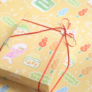 Premium Single Sheet Gift Wrapping Paper, Macaron Color Delicious Yummy Cake Design, 20.47*30.71 Inch, Creative Cartoon Wrapper Perfect For Birthday Gift Packaging
