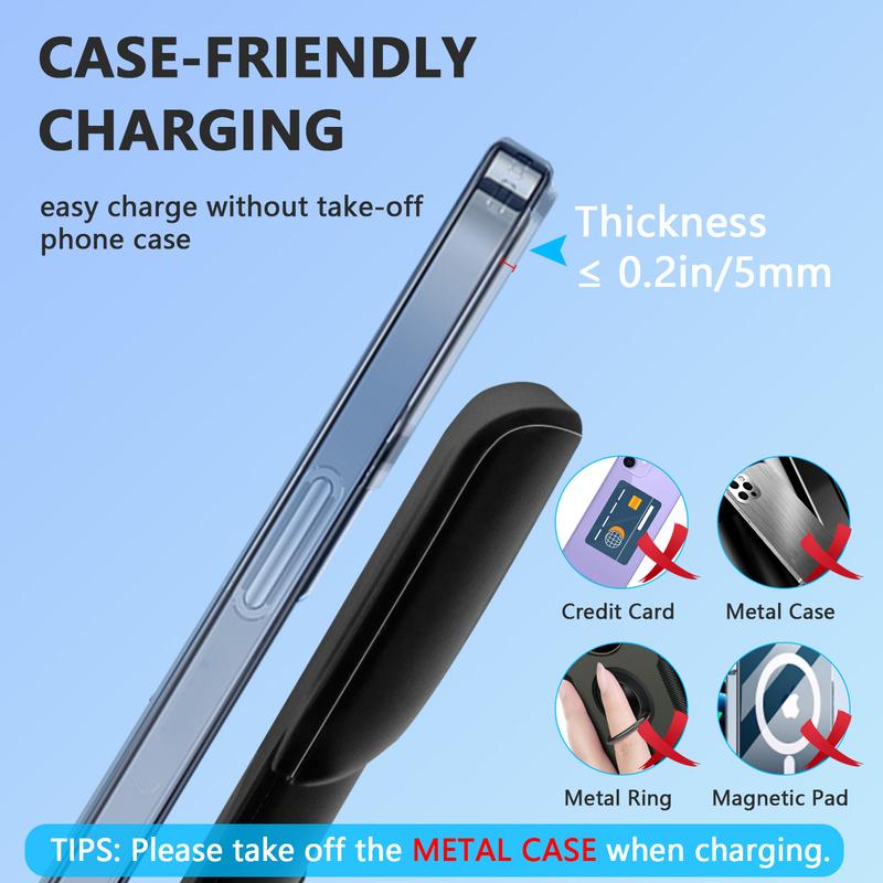 3 in 1 Wireless Charging Station for Apple15W Foldable Charging Station for Samsung Devices, Qi-Certified for iPhone 18/17/16/15/14/13/12/11/Pro/Max/X/XR/iWatch-SE/6/5/4/3/2 & AirPods, Included QC-3.0 Adapter