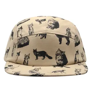 HatPhile Kitten Kitty Cat Cotton 5-Panel Hat – Pink Black & Khaki Adjustable Strap Comfortable Fit for Casual Outings