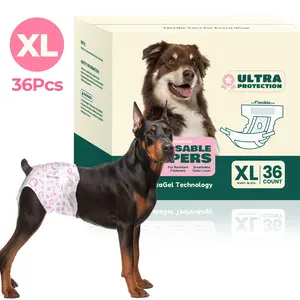 FSITEGO Dog Diapers for Female Dogs, XL 36 Pack - Leakproof & Super Absorbent Disposable Belly Bands with Wetness Indicator, Adjustable Fur-Safe Fasteners for Snug Fit, Breathable Soft Design for Incontinence, Potty Training, Travel, Senior Puppy Comfort