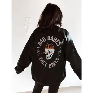 Rad babes Fast Bikes Sweatshirt, Vintage inspired Crewneck, motorcycle feminist girl power sweatshirt