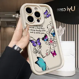 Butterfly Verse Compatible with iPhone 16 16e 15 17 Air 14 13 12 11 Pro Max Plus X XS Rugged Durable Shockproof Anti-Scratch Soft Silicone Case Precision Fit Non-Slip Texture