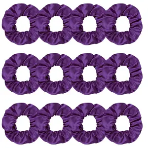12 Pack Elastics Band Hair Scrunchies Elastic Hair Bobbles Scrunchies Hair Ties (Purple)