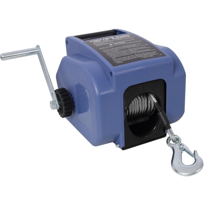 Hdmw 12v Trailer Winch,Reversible Electric Winch, for Boats up to 5000 lbs, Galvanized Wire Rope, with extra pulley hook, Rapid Mount, wirelss remote control,power in and power out.blue plastic casing