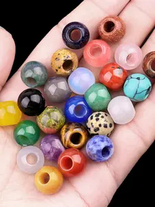 5/10pcs Large Hole Beads Crystal Agate Natural Stone with Holes DIY Jewelry Accessories, Perfect Christmas Gift, Suitable for Yoga Meditation