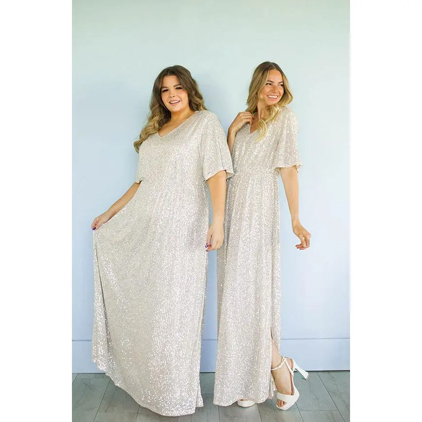 Daphne Champagne Sequin Gown - DM Exclusive - Maternity Friendly - Restocked