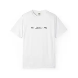 My Cat Hates Me T-Shirt | Minimal Text Tee