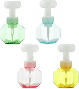 4 Pcs Flower Shaped Foaming Bottle 300ml (10oz) Flower Soap Dispenser Refillable Foam Dispenser Bottle for Cosmetic,Facial Cleanser,Shampoo,Hand Soap