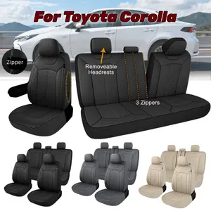 9Pcs For Toyota Corolla 2024 2023 2020 2019 2017 2016 2015 2014 Car 5 Seat Covers Full Set Leather, Car Front Seat Covers with Zipper for Armrest & Rear Split Bench with 3 Zipper, 4 Season Seat Cover Cushion Protector Pad Mat Set Non-Slip Auto Accessories
