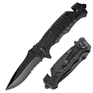 EDC Pocket Knife for Men, 3-in-1 Tactical Multitool Folding Knife with Glass Breaker & Seat Belt Cutter, high hardness blade, sharp edge, anti slip handle, outdoor camping survival EDC small knife, , holiday gift for men Emergency Tool