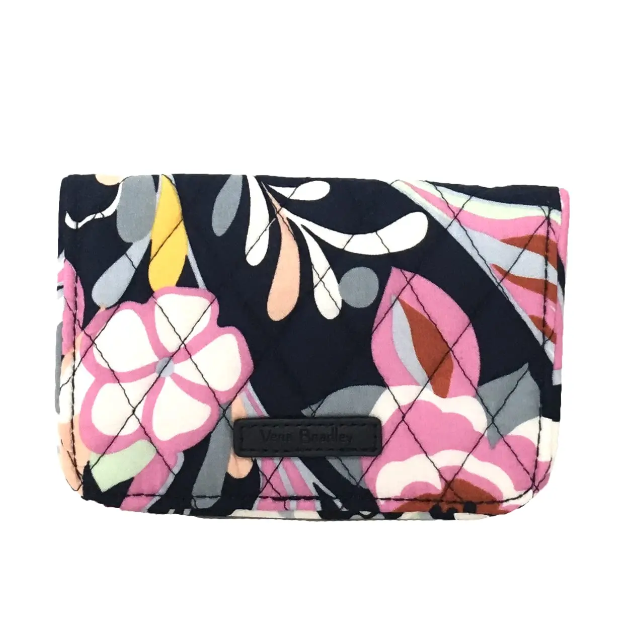 Vera Bradley Women's Paisley RFID-Protected Small Bifold Fabric Wallet - Card Slots, Zip Coin Pocket for Everyday Casual Use, Small Wallet
