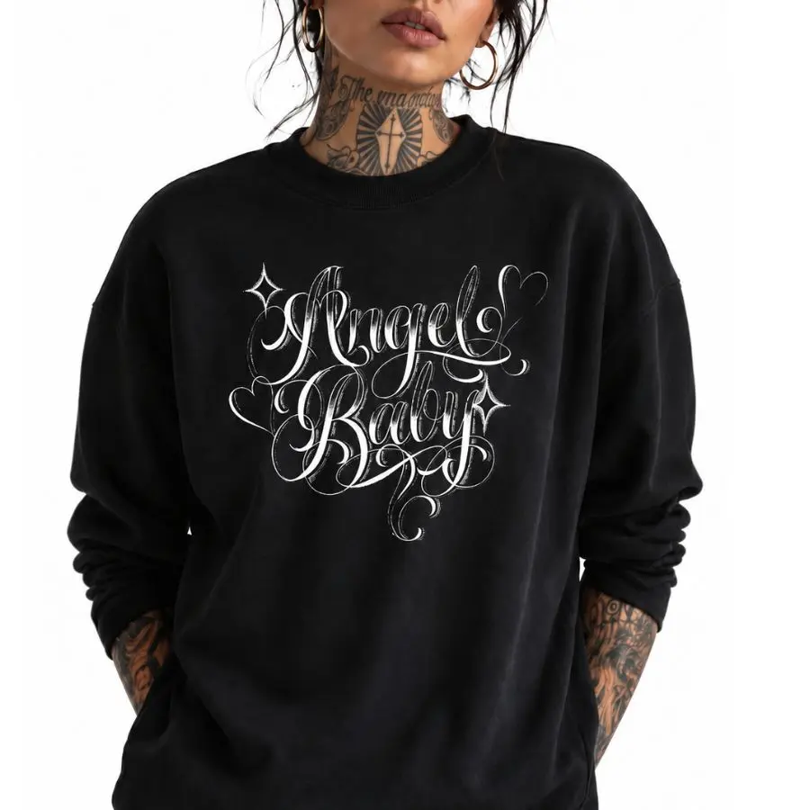 Cute Angel Baby Chicana Sweatshirt, Mexico Mexican American Retro Vintage Design, North America Streetwear Style Clothing