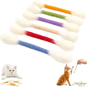 6pcs Cotton Stick Cat and Kitten Toys, Giant Chew Sticks for Indoor Cats, Durable Teething Rope, Interactive Plush Cat Play Toys, Pet Gift Accessories