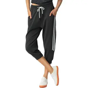 Women's Capri Pants Cropped Joggers with Pockets Elastic Waist Drawstring Capri Sweatpants