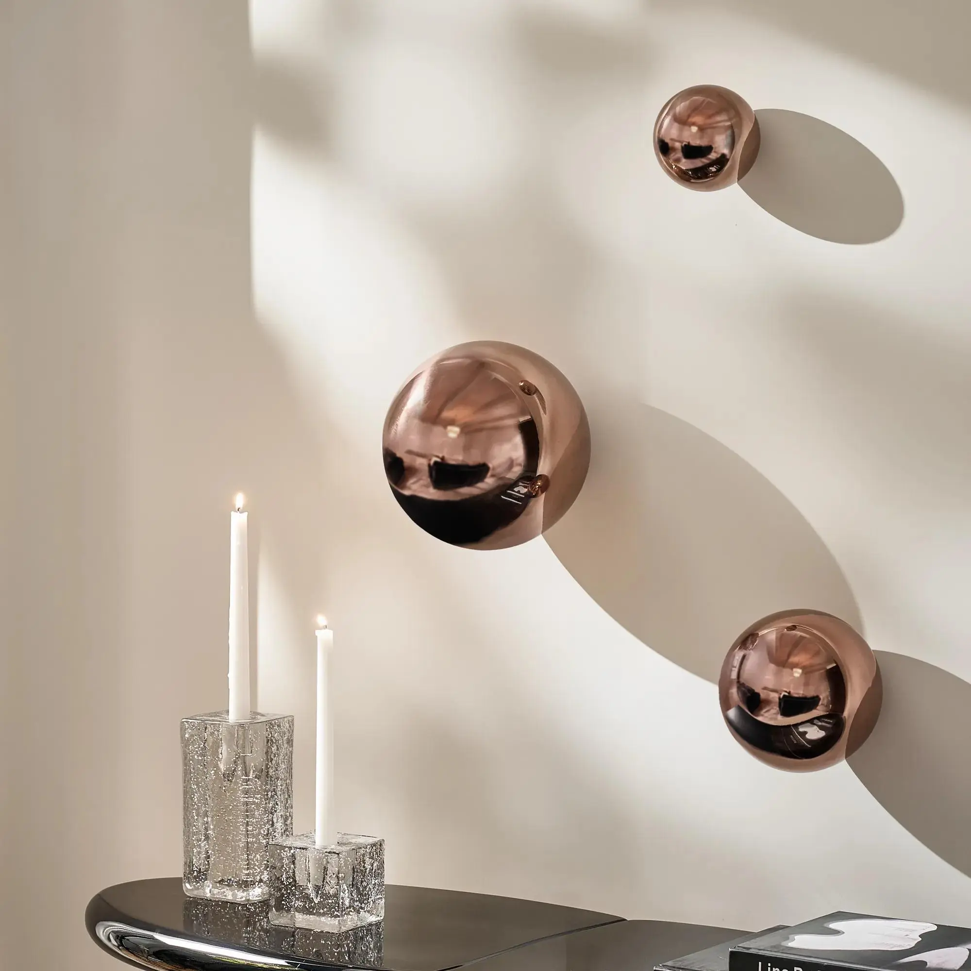 Z Gallerie Chrome Stainless Steel Wall Spheres - 3-Piece Hangable Reflective Float-Compatible Metal Light Decor Ornaments for Living Room