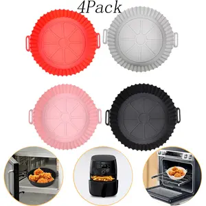 4 Pcs Silicone Air Fryer Liner,reusable Air Fryer Basket Liners,Round air fryer pans,Non-Stick Air Fryer Liners,for Grilled food