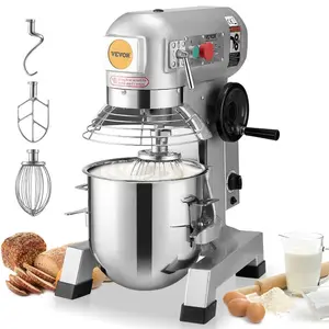 VEVOR Commercial Food Mixer, 10Qt Commercial Mixer with Timing Function, 450W Stainless Steel Bowl Heavy Duty Electric Food Mixer Commercial with 3 Speeds Adjustable 113/184/341 RPM, Dough Hook Whisk