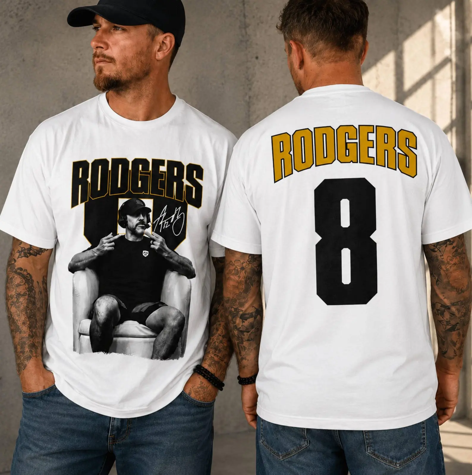 Aaron Rodgers #8 Middle Finger Football Tee - Steel City Football Graphic Shirt, Retro Game Day Fan Gift Top