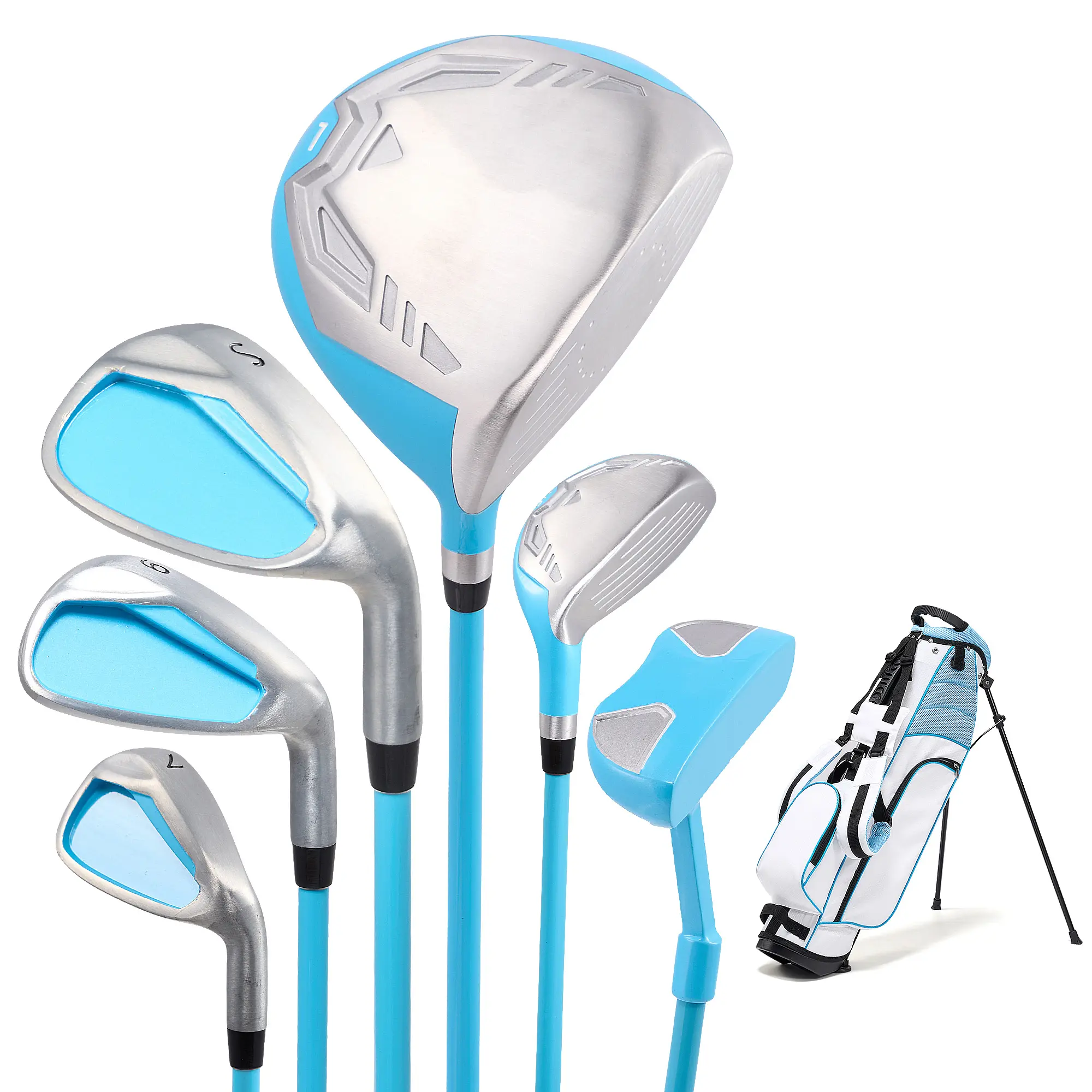 6 Piece Golf Club Set Junior Complete Set for Right Handed with Stand Bag and 1 Head Cover