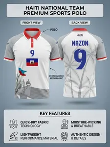 2026 Haiti Soccer Jersey Men's National Team Knitwear, Authentic Design High-Performance Mesh T-Shirt, Quick-Dry Haiti Fan Gear Stylish Jersey