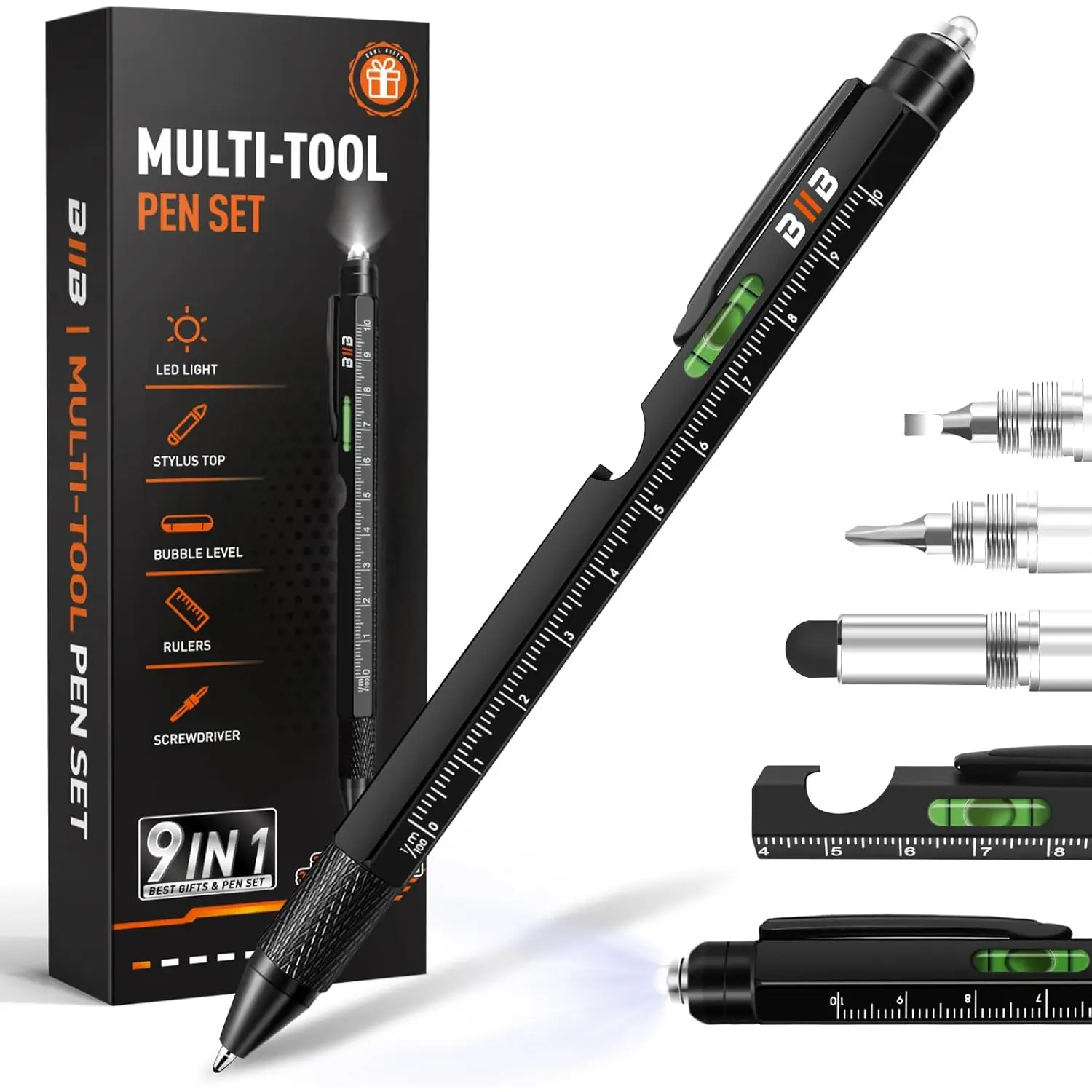Gifts for Men 9 in 1 Multitool Pen, Mens Gifts for Dad Him Husband, Birthday Gift for Men Who Have Everything, Fathers Day Dad Gift from Wife Daughter,  Tools Gadgets for Mens