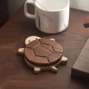 Turtle Shape Black Walnut Solid Wood Turtle Insulation Mat Kettle Tea Coaster Tableware Anti-scald Table Ornaments Drink Pads