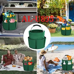 Foldable Picnic Basket with Handle and Multiple Pockets, Portable Folding Laundry Bag for Outdoor Travel, Multi-Use for Camping and Home Cleaning