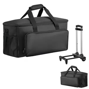 DJ Cable  1680D Padded Rolling Gig  with 6 Detachable Dividers Travel Storage for Music Gear and Sound Equipment Telescoping Duffel  lugg ge expandable bag