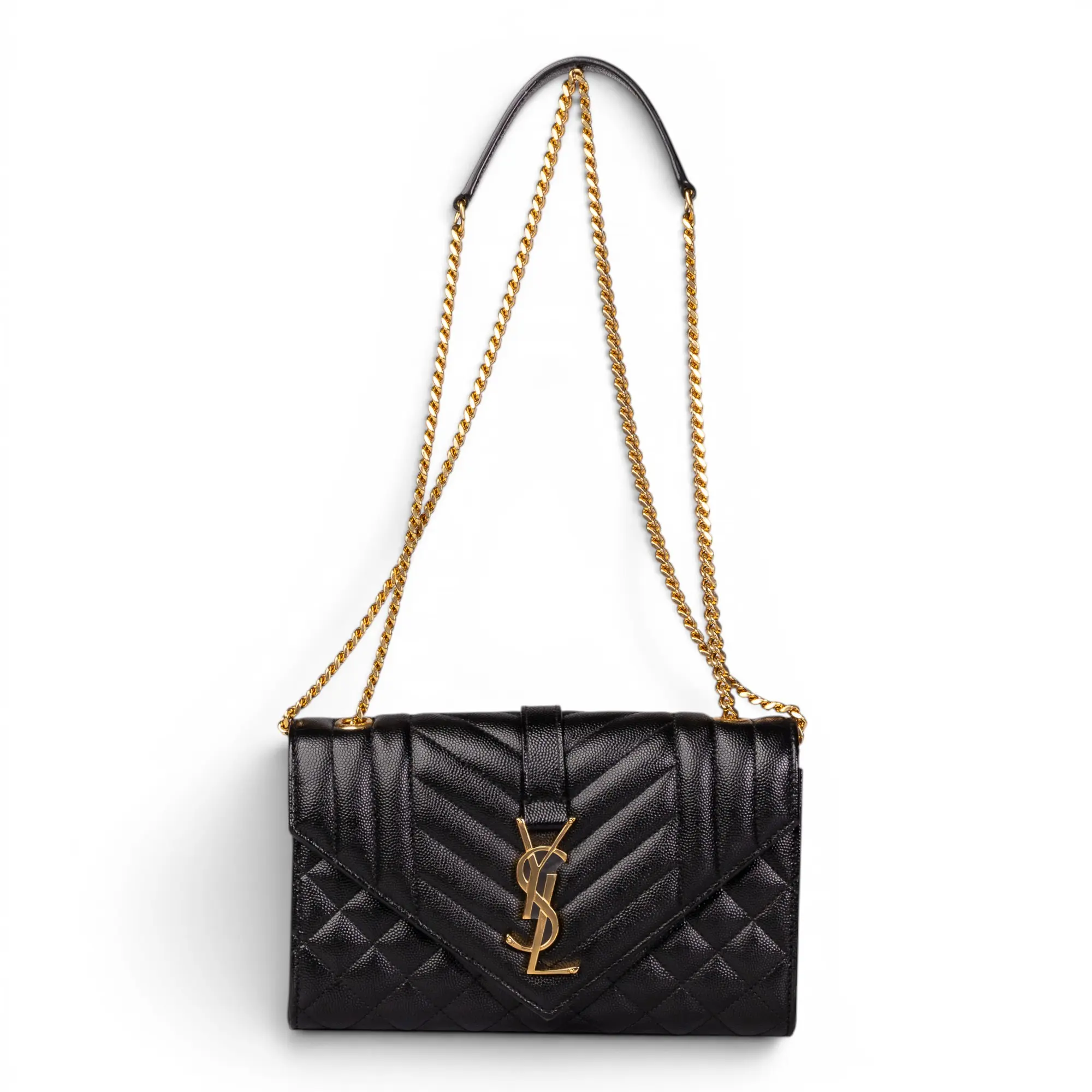 Pre-owned Yves Saint Laurent Leather Shoulder Bags Mini Envelope Sh Black CN26070079
