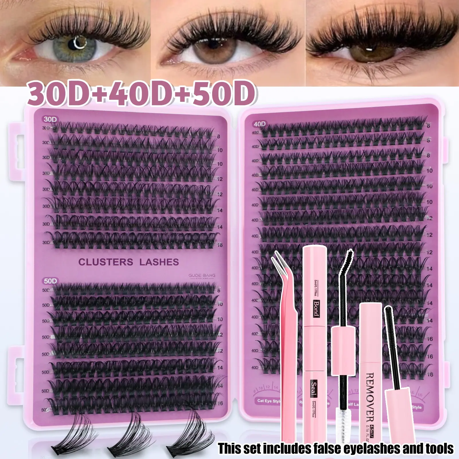 Large Capacity False Eyelashes, Makeup, 30D/40D/50D, D Curl, Fluffy Style, Natural/light/dense Look, Suitable for Beginners and Professionals, Soft Cluster Eyelashes