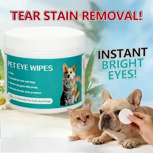 iHubei PET Eye Wipes Removing Tear Stains, Eye Debris, Discharge, Mucus, Non-irritating, Unscent, 100 PCS Large Dog & Cat Grooming Eye & Face Natrual Ingredients & Premium Pearl Cotton